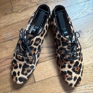 Rare J Crew Calf Hair Leather Leopard Oxfords